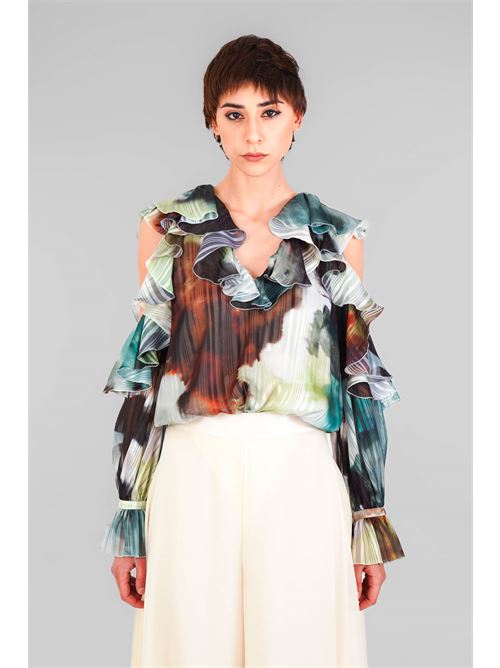 Body in devore' fantasia D'Andrea collection | 25113CAMUFL GREEN
